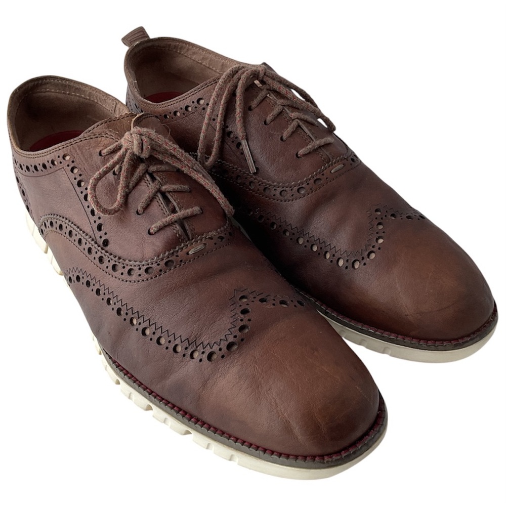 Cole Haan C25566 Zerogrand Chocolate Brown Leather Wingtip Oxfords Men’s Size 12